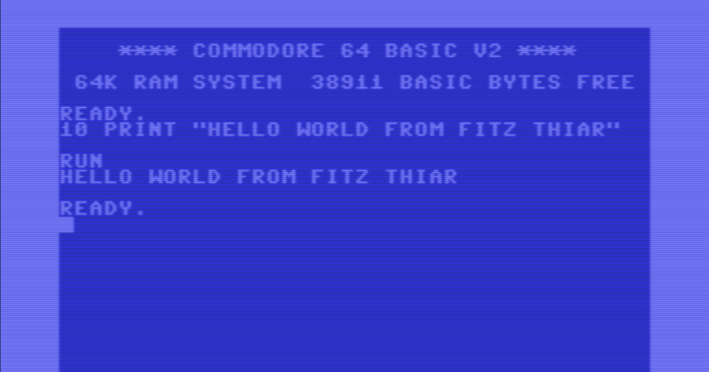 Hello world on a C64 screen